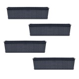 Set 4 jardiniere decorative, antracit, 68.5x17.3x15 cm, Ratolla Case P, Prosperplast