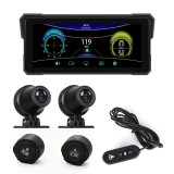 Ecran inteligent 8.1" pentru motocicleta cu CarPlay &amp; Android Auto wireless, camera fata-spate si senzori presiune rotiIP68 waterproof