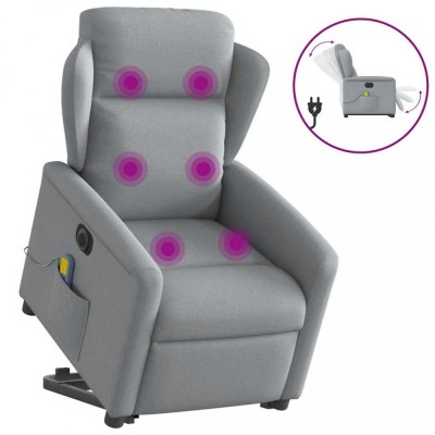 vidaXL Fotoliu electric masaj rabatabil cu ridicare, gri &amp;icirc;nchis textil foto