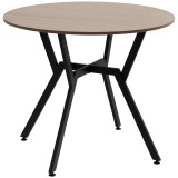 HOMCOM Masă Rotundă de Sufragerie pentru 2 Persoane cu Suport &icirc;n X, Masă Modernă din Lemn și Oțel, &Oslash;90x76 cm, Maro | Aosom Romania