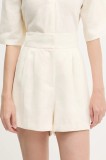 Undress Code pantaloni scurți culoarea bej, uni, high waist, 949