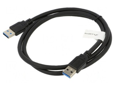 Cablu USB 3.0 A-A nichelat 1m negru foto