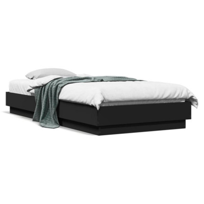 vidaXL Cadru de pat, negru, 90x200 cm, lemn prelucrat foto