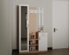 Cuier Hol Modern Darius Stejar K003 + Alb, 1 Sertar, 2 Usi, 3 Agatatori, 120x38x200cm, Pal Melaminat