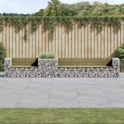 Gossi banca de gradina &amp;amp; cos gabion, lemn de pin tratat foto