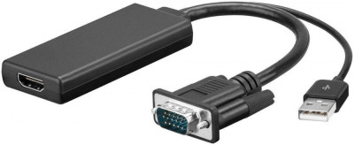 Cablu adaptor VGA +audio USB la HDMI 1920x1080P 0.1m Goobay foto