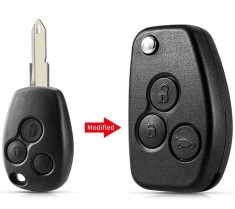 Carcasa cheie auto Techstar, transformatoare tip briceag, cu 3 butoane si lama VAC102, compatibila Dacia Logan, Renault Trafic &ndash; aftermarket