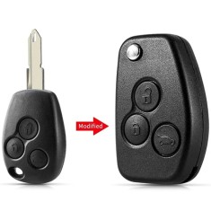 Carcasa cheie auto Techstar, transformatoare tip briceag, cu 3 butoane si lama VAC102, compatibila Dacia Logan, Renault Trafic &ndash; aftermarket