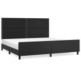 Cumpara ieftin Cadru de pat cu tablie, negru, 200x200 cm, piele ecologica