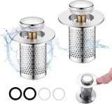 Sita de scurgere pentru chiuvete, filtru din otel inoxidabil, design pop-up, rezistent la coroziune, usor de curatat, argintiu, pentru chiuvete de 34-