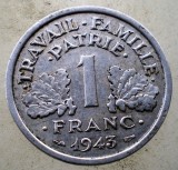 1.174 FRANTA VICHY WWII 1 FRANC 1943, Europa, Aluminiu