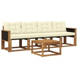 vidaXL Set de canapele de exterior cu pernă 5 pcs Natural și Crem 3381750