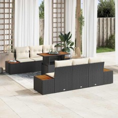 vidaXL Set de masă pentru grădină 7 pcs Negru și Bej 100 x 55 x 73 cm