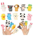 Set 10 mascote din plush pe degete, animalute, poliester, 3 ani+, multicolor, Oem