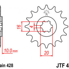 Pinion fata 13 dinti pas lant 428 – Hyosung GA125 - GT125 - GV125 - RT125 - Suzuki GN125 - GZ 125 Marauder - VL125 Intruder 125cc