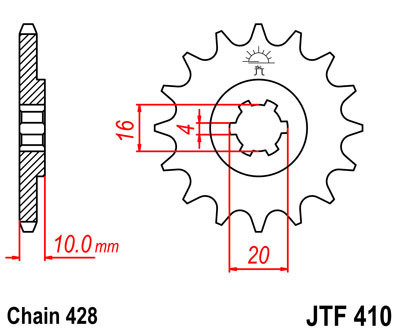 Pinion fata 13 dinti pas lant 428 &amp;ndash; Hyosung GA125 - GT125 - GV125 - RT125 - Suzuki GN125 - GZ 125 Marauder - VL125 Intruder 125cc foto