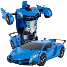 Robot transformabil in masina, interactiv cu telecomanda, albastru, 19x17x16 cm JollyMag, 109731