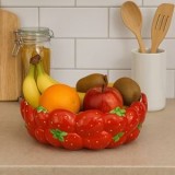 Bol decorativ din ceramică cu model căpșuni, &Oslash;24x8cm, 1.5L, CMCLASS