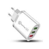 Incarcator Usb Fast Charge 3 Porturi Usb Cu Multiple Protectii Si Qualcomm 3.0, Alb Alb 9 cm 5 cm 9 cm Alb