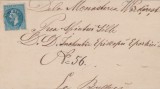 1874 Romania - Scrisoare circulata cu 10b Paris, stampila degetar Rm Sarat Buzau