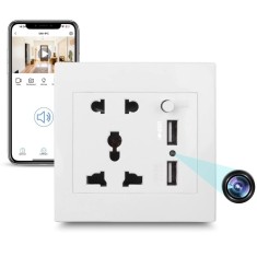 Camera Spion in Priza Universala de perete iUni PR2, Wi-Fi, Full HD, 2 porturi USB-A, Slot Card MicroSD