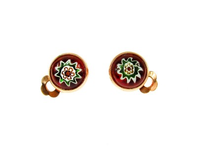 Cercei clips Millefiori rosu 10 MM foto