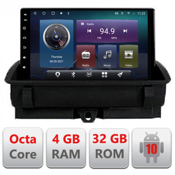 Navigatie dedicata Audi Q3 2011-2018 Android radio gps internet Octa core 4+32GB Kit-q3+EDT-E409 CarStore Technology