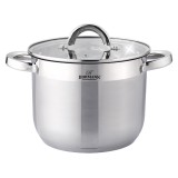 Oala din inox cu capac Bohmann, 5L, 20 x 16 cm, capac sticla termorezistent, compatibil inductie