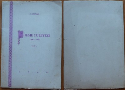 I. D. Pietrari , Poeme cu livezi , 1940 , cu autograf foto
