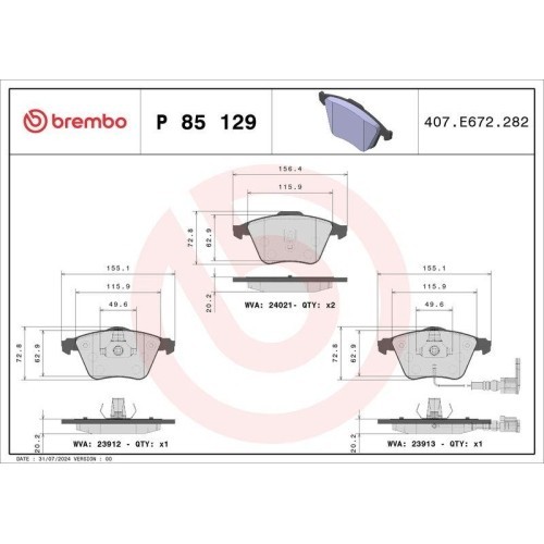 Placute frana Audi A3 (8p1) 05.03-12.13, A3 Sportback (8pa) 09.04-12.15, Tt (8j3) 07.06-01.15 ; Seat Leon (1p1) 05.05-12.13; Vw Golf 6 (5k1) 10.08-12