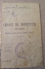 Carne5 de identitate de Elev 1928