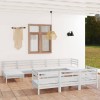 VidaXL Set mobilier de grădină, 11 piese, alb, lemn masiv de pin 3083390