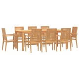 Set mobilier de gradina, 9 piese, lemn masiv de tec