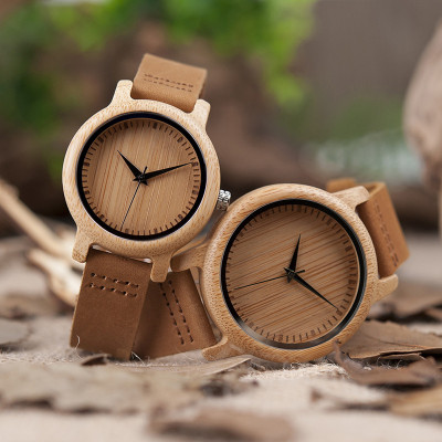 Set ceasuri din lemn Bobo Bird pentru cupluri, curea din piele foto