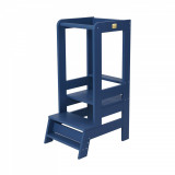 Inaltator Learning Tower Ajustabil, Ajutor de bucatarie MeowBaby , lemn Blue inchis, Meowbaby&reg;