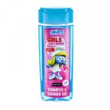 Sampon si Gel de dus pentru fete Smurfs Aroma Bubble Gum 210ml DNC46547