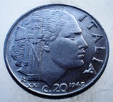 1.803 ITALIA WWII VITTORIO EMANUELE III 20 CENTESIMI 1943 R MAGNETIC, Europa