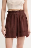Answear Lab pantaloni scurti culoarea maro, neted, high waist