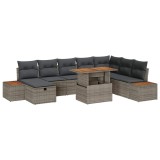 Cumpara ieftin Set de canapele pentru grădină cu pernă 9 pcs Gri Rattan poli