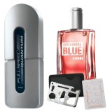 Cumpara ieftin Set apa de toaleta Full Speed Quantum 75 ml, apa de toaleta Individual Blue Strong 100 ml, card multifunctional de supravietuire, otel inoxidabil, Avon