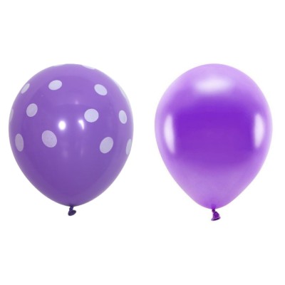 Set 10 Baloane din Latex, Flippy, Model Party cu Buline si Simple, 30 cm, Mov, 2.8 g foto