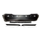 Set bara spate MERCEDES Clasa C (W203) 05.2000-03.2007 Sedan, cu gauri senzori parcare; grunduit, de vopsit; type AMG; cu bandouri; cu 3 ornamente cr