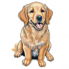 Sticker decorativ, Caine Golden Retriever, Maro, 85 cm, 1203STK-3