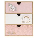 Cutie Decorativa cu Sertare Unicorn si Curcubeu din Lemn 27 cm, Oem
