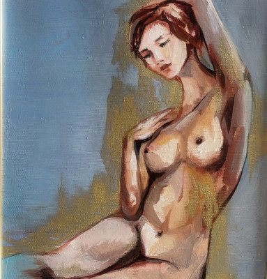 TABLOU nou modern -NUD NR.1-, rama deosebita, pictor roman consacrat foto