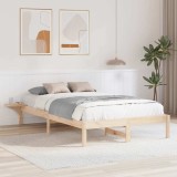Cadru Pat vidaXL Maro 140x190 cm cu Noptiere Integrate, Lemn Masiv Pin, Platforma, Suport Saltea Robust
