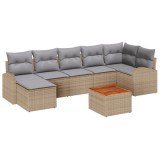 Set canapele grădină vidaXL cu perne Bej Ratan Poli Acacia