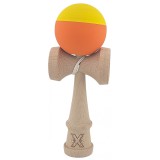 Kendama X Originala, Profesionala, Cyrax, din Lemn, Rubber Grip, 18 cm, Galben/Portocaliu
