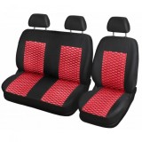 Huse pentru VW TRANSPORTER T5 Van Negru Rosu Piele Textile