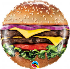 Balon Mini Folie Cheeseburger, 23 cm, umflat + bat si rozeta, Qualatex 58453 foto